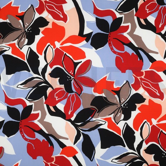 LENZING™ ECOVERO™ BLOEMEN ORANJE / ROOD #7