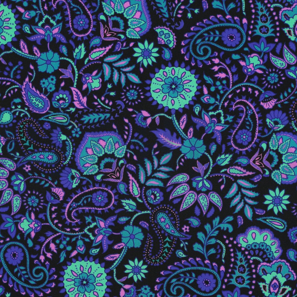 LENZING ECOVERO DIGITAL PAISLEY BLACK