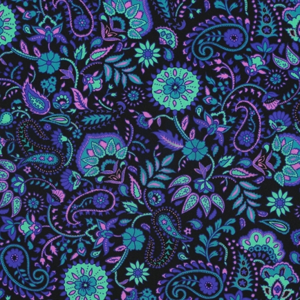 LENZING™ ECOVERO™ DIGITAL PAISLEY SCHWARZ (hover)