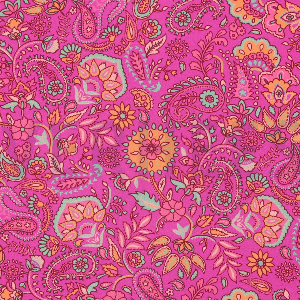 LENZING ECOVERO DIGITAL PAISLEY FUCHSIA