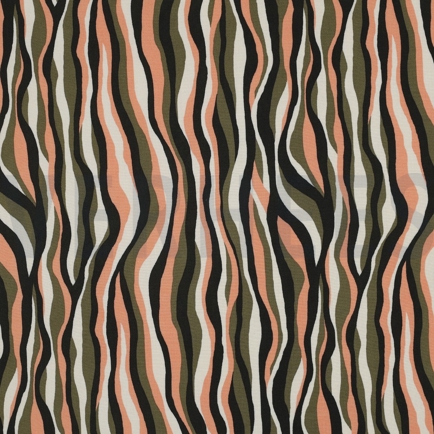 VISCOSE RADIANCE FLOWERS AND STRIPES ARMY GREEN (hover)