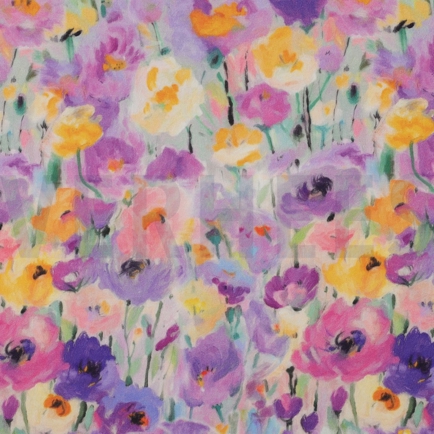 VISKOSE SATIN DIGITAL BLUMEN LAVENDEL (hover)