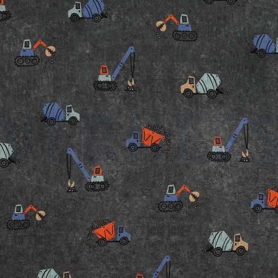 BAUMWOLLE POPELINE DIGITAL ARBEITSFAHRZEUGE DUNKELGRAU #7
