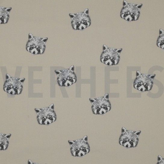 BAUMWOLLE POPELINE DIGITAL ROTE PANDAS SAND #7