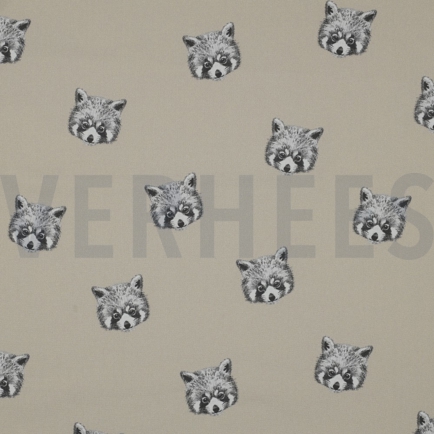 FINE POPLIN DIGITAL RED PANDAS SAND (hover)