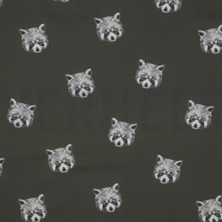 FINE POPLIN DIGITAL RED PANDAS SEAWEED (hover)