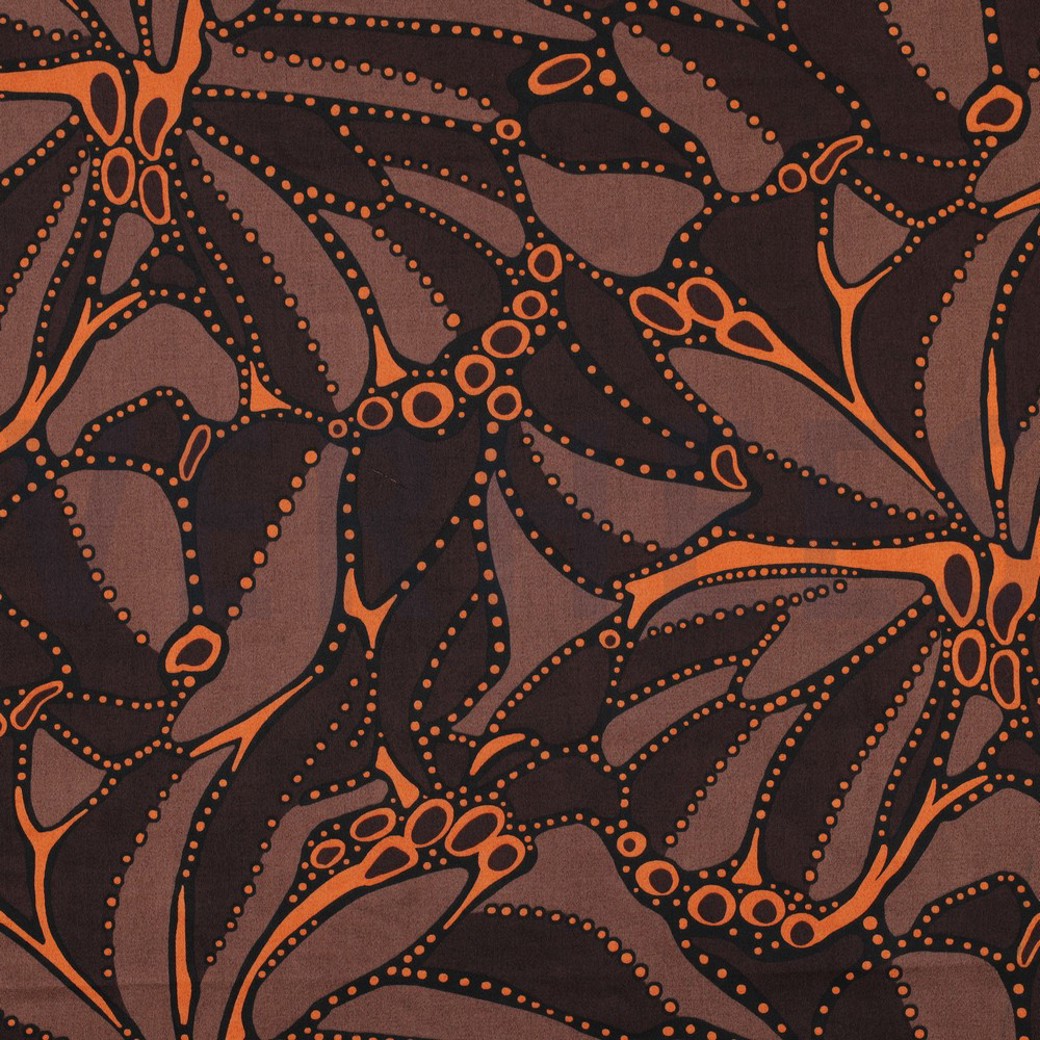 COTTON SATIN ABSTRACT DARK BROWN