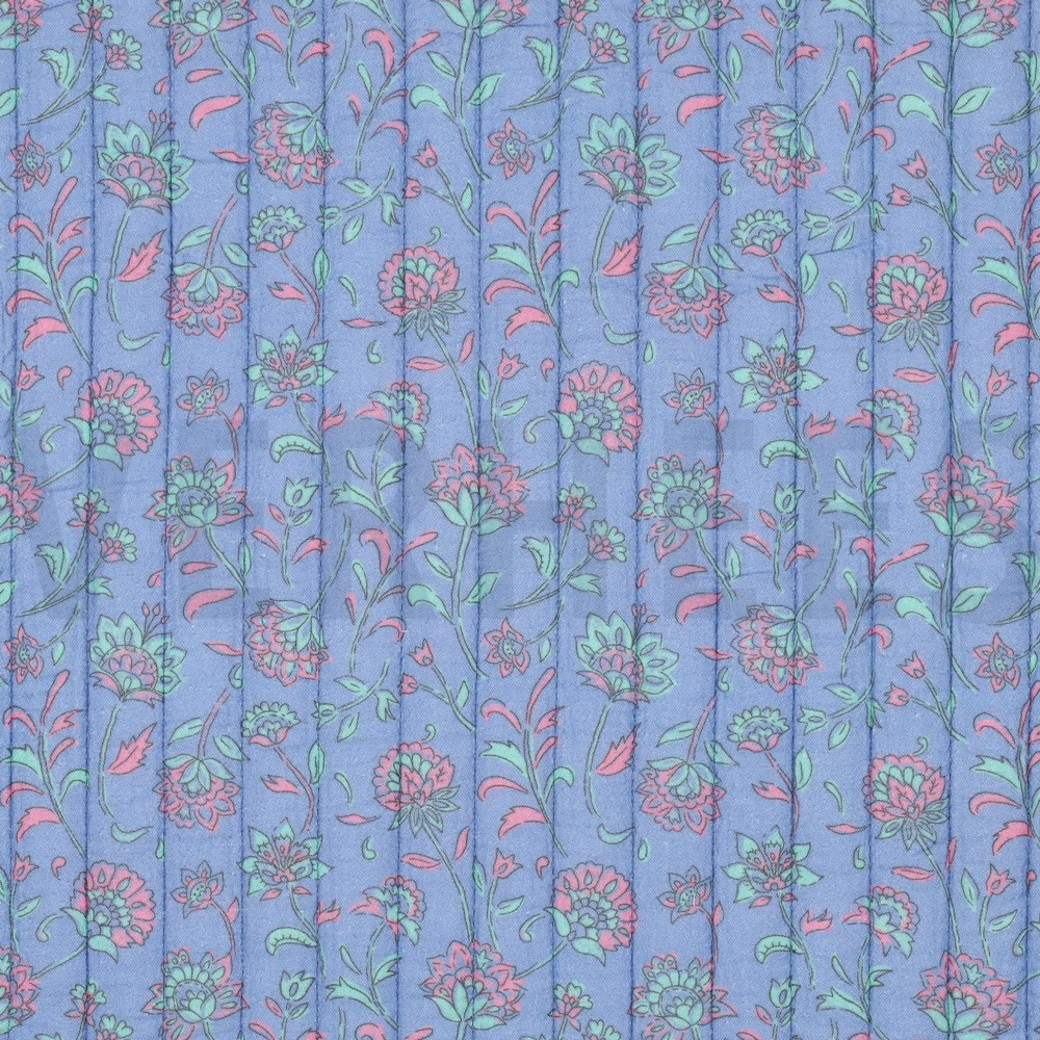 STEPPED DOUBLE GAUZE FLOWERS 2-SIDED LIGHT BLUE/MINT
