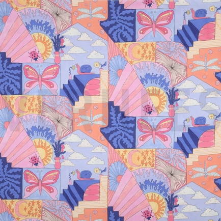 BAUMWOLLE POPELINE DIGITAL KLEINE WESEN NERIDA HANSEN HIMMELBLAU (hover)