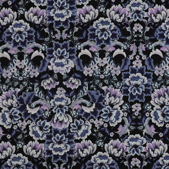 BAUMWOLLE SATIN DIGITAL BLUMEN SCHWARZ #7