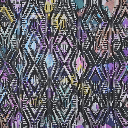 BAUMWOLLE SATIN DIGITAL GEOMETRISCH MARINEBLAU (hover)