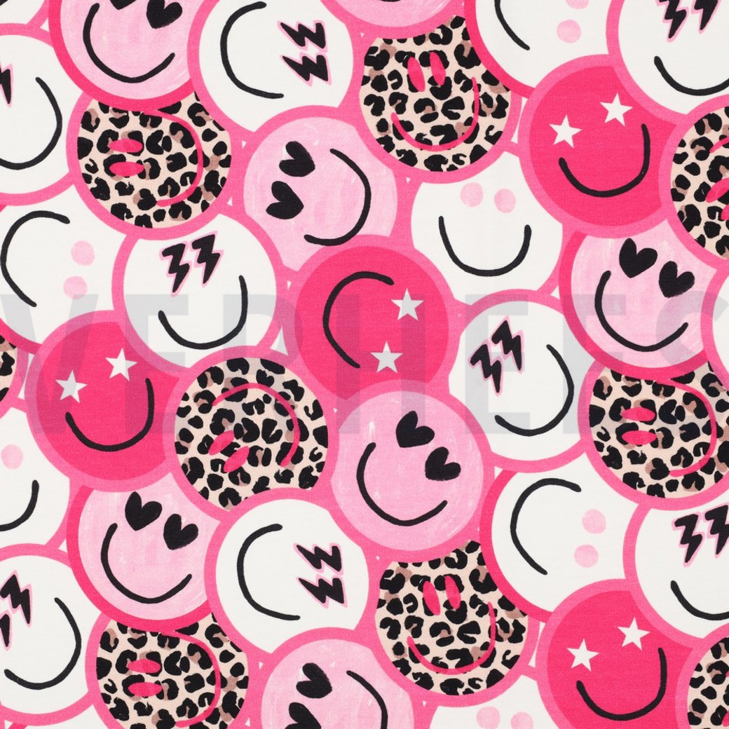 FRENCH TERRY DIGITAL HAPPY FACES PINK