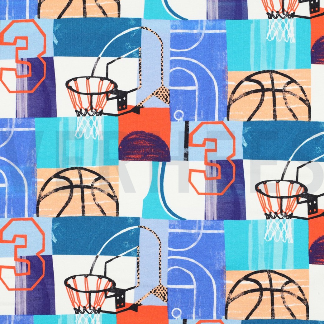 FRENCH TERRY DIGITAL BASKETBALL BLUE