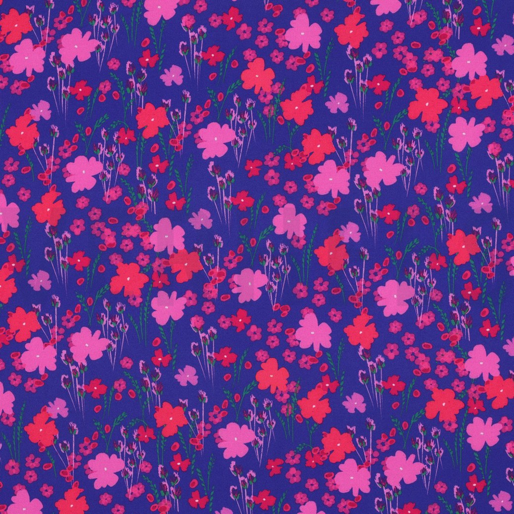 LENZING ECOVERO DIGITAL FLOWERS COBALT