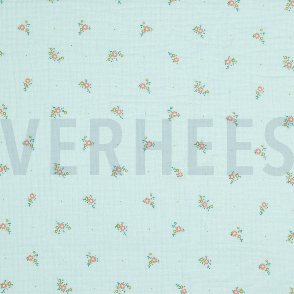 DOUBLE GAUZE FLOWERS LIGHT MINT (hover)