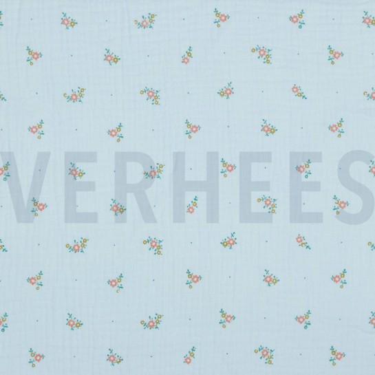 DOUBLE GAUZE FLOWERS LIGHT BLUE #7
