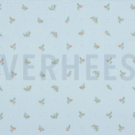 DOUBLE GAUZE FLOWERS LIGHT BLUE (hover)