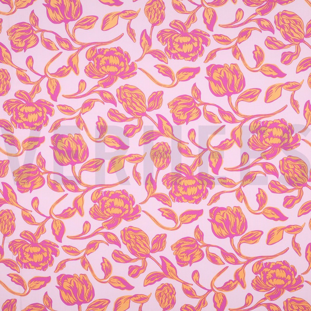 LENZING ECOVERO FLOWERS LIGHT PINK