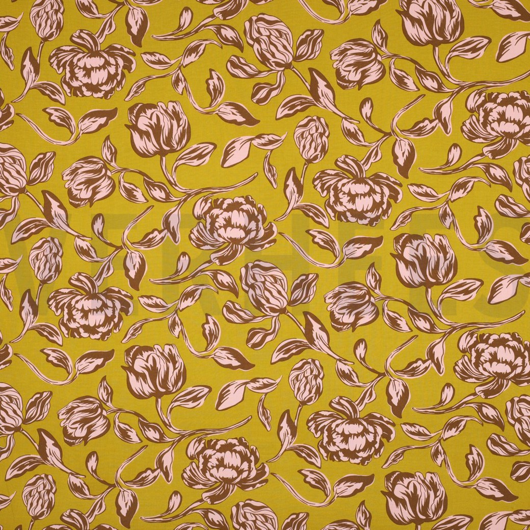 LENZING ECOVERO FLOWERS OCHRE