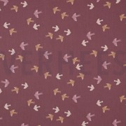 POPLIN GOTS BIRDS AND BUTTERFLIES WINE RED (thumbnail)