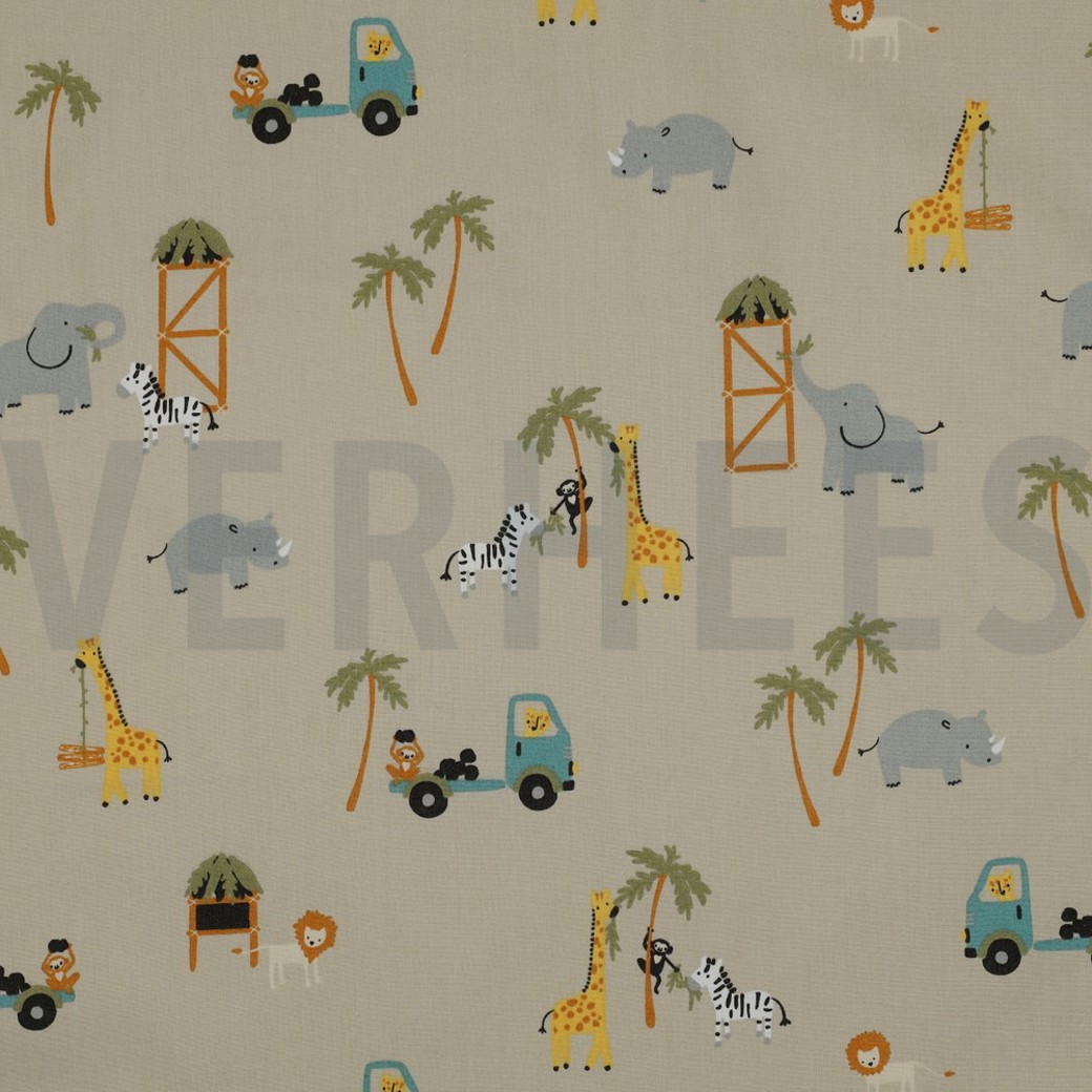 FINE POPLIN SAFARI ANIMALS CAMEL