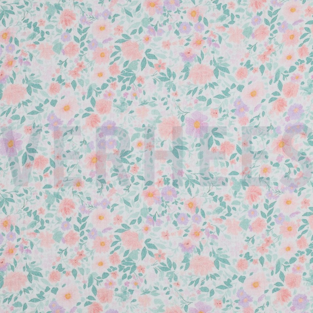 DOUBLE GAUZE DIGITAL FLOWERS WHITE