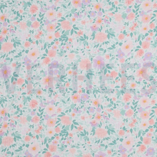 MUSSELIN DIGITAL BLUMEN WEISS #7