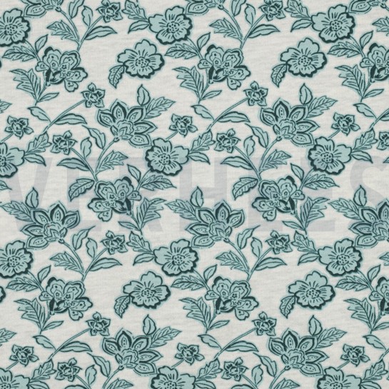 SWEAT MELANGE BLUMEN ECRU MELIERT / GRÜN #7