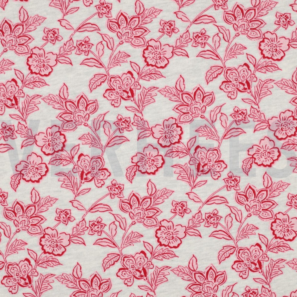 SWEAT MELANGE FLOWERS ECRU MELANGE-PINK
