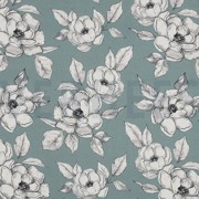 CANVAS DIGITAL FLOWERS DARK MINT (thumbnail)