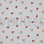 DOUBLE GAUZE DIGITAL FLOWERS WHITE / PINK (thumbnail)