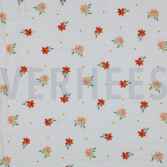 DOUBLE GAZE DE COTON FLEURS ROSE #7