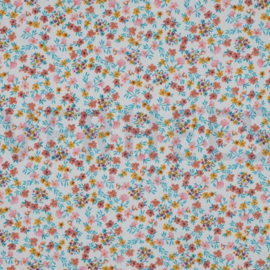 DOUBLE GAUZE GOTS DIGITAL FLOWERS WHITE / PINK #7
