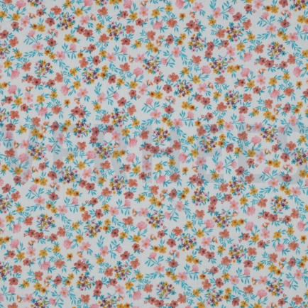 DOUBLE GAUZE GOTS DIGITAL FLOWERS WHITE / PINK (hover)