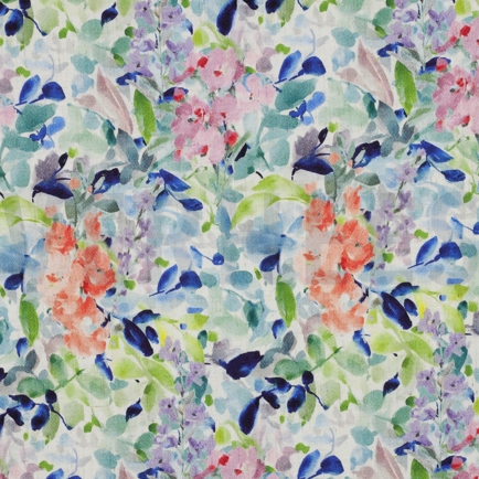 LEINEN VISKOSE CRÊPE DIGITAL BLUMEN BLAU (hover)