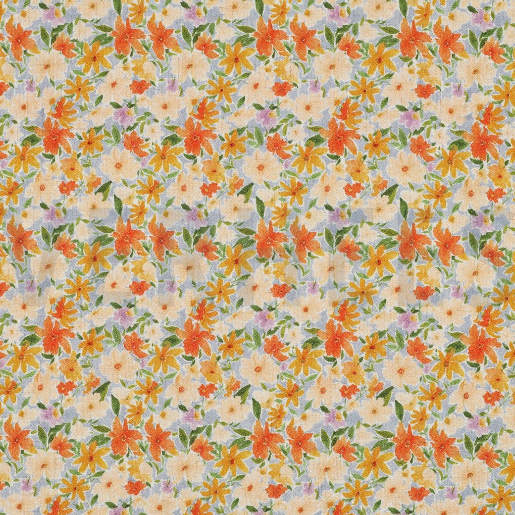 LINEN VISCOSE CRÊPE DIGITAL FLOWERS YELLOW