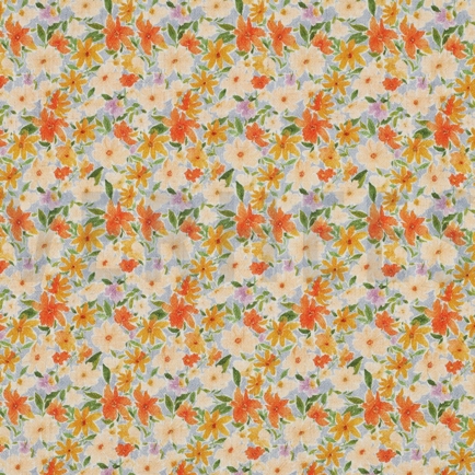 LEINEN VISKOSE CRÊPE DIGITAL BLUMEN GELB (hover)