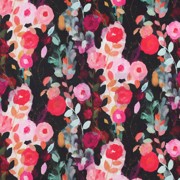 VISCOSE SATIN DIGITAL FLOWERS BLACK (thumbnail)
