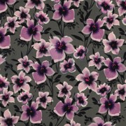 FRENCH TERRY DIGITAL FLOWERS GREEN (thumbnail)