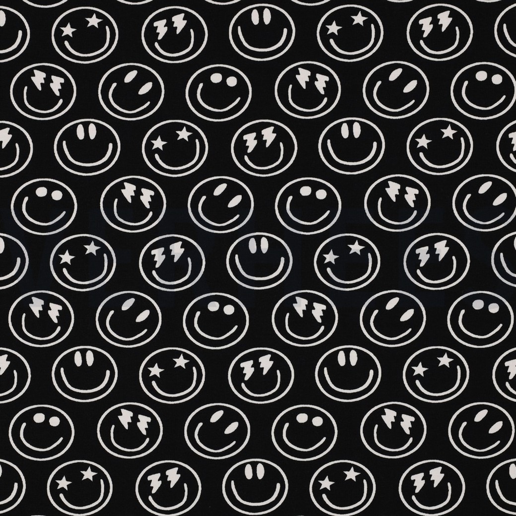 JERSEY HAPPY FACES BLACK