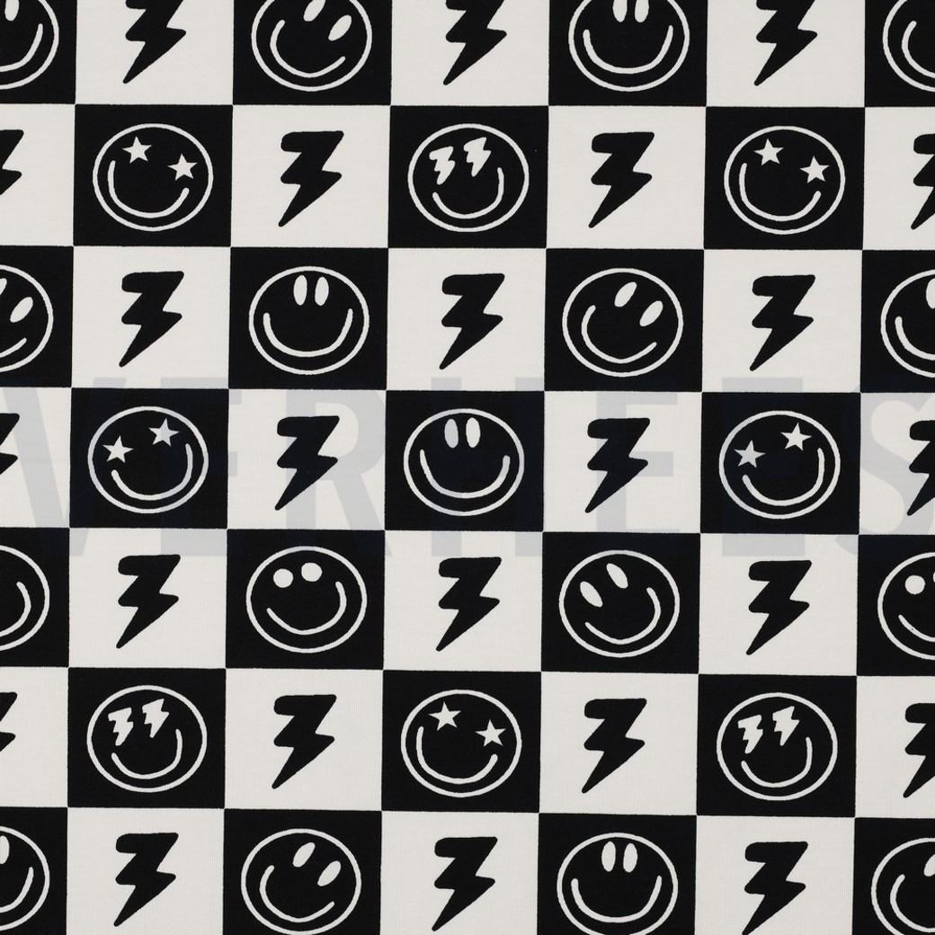 JERSEY HAPPY FACES BLACK