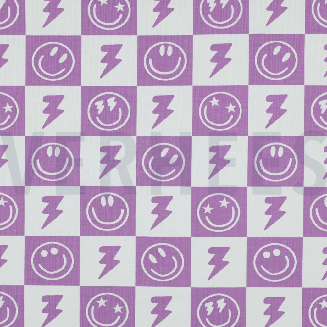 JERSEY HAPPY FACES LAVENDER