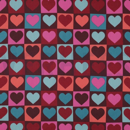 FINE POPLIN HEARTS BORDEAUX #7