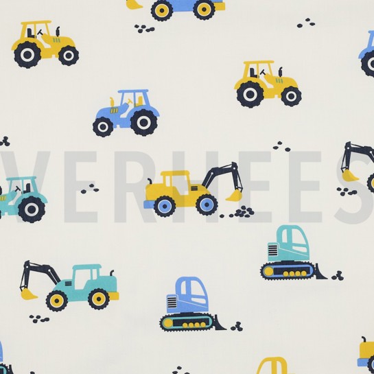 POPELINE DE COTON VÉHICULES BLANC CASSÉ #7