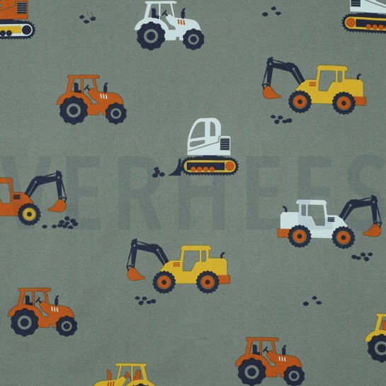 BAUMWOLLE POPELINE FAHRZEUGE DUNKELGRÜN #7