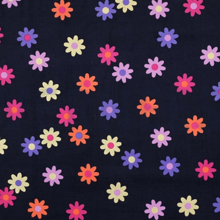 FEINCORD FOLIE BLUMEN MARINEBLAU (hover)