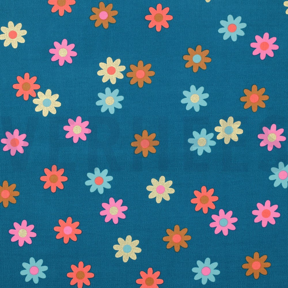 BABYCORD FOIL FLOWERS PETROL