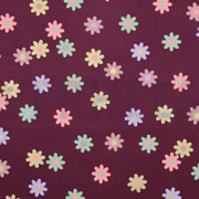 BABYCORD FOIL FLOWERS BORDEAUX (thumbnail)