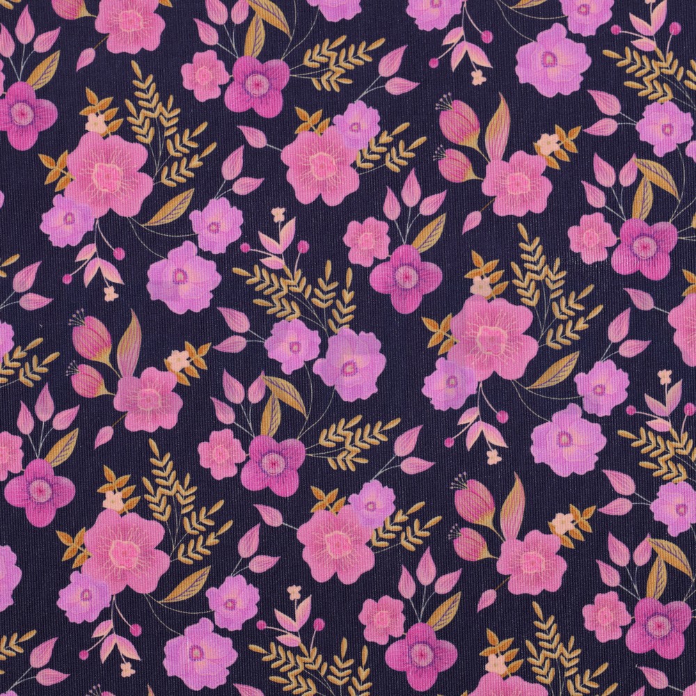 BABYCORD DIGITAL FLOWERS NAVY (hover)