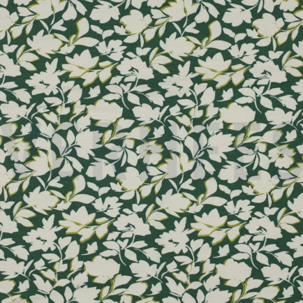 BAMBUS BAUMWOLL JERSEY BLUMEN SMARAGDGRÜN (hover)